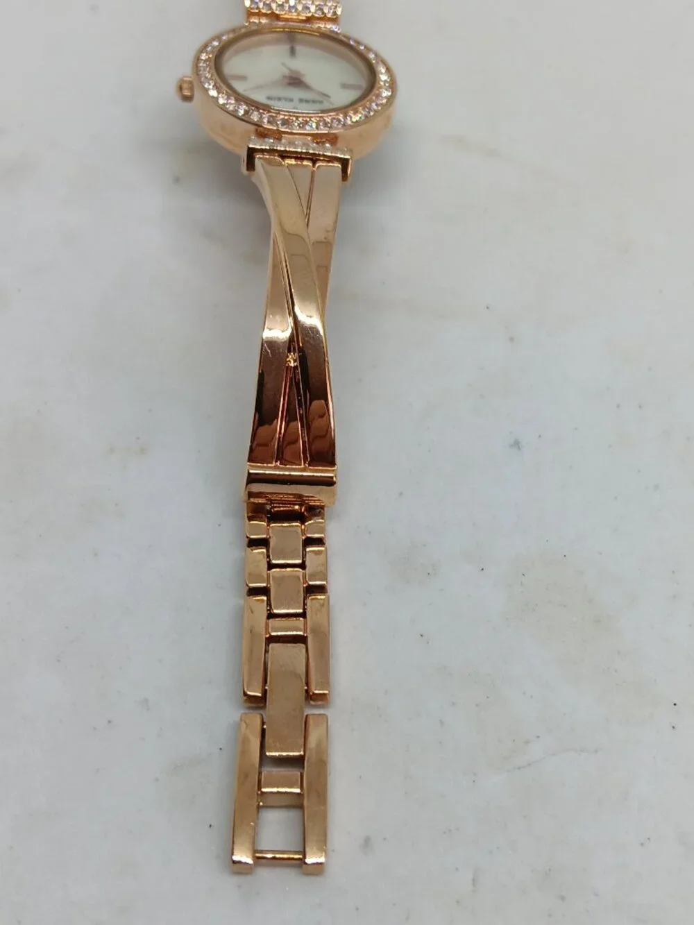 Anne Klein AK/2238RP Women's 24mm Rose Tone MOP Dial Crystal Accent Quartz Watch